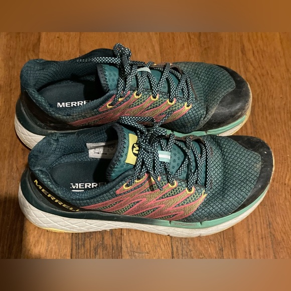 ⛰️🥾❄️🌲Merrell Metallic Emerald Green Trail Hiking/Running Shoes - Picture 4 of 4